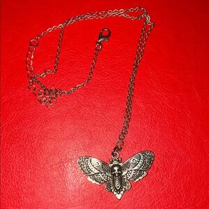 Silver Death moth pendant necklace